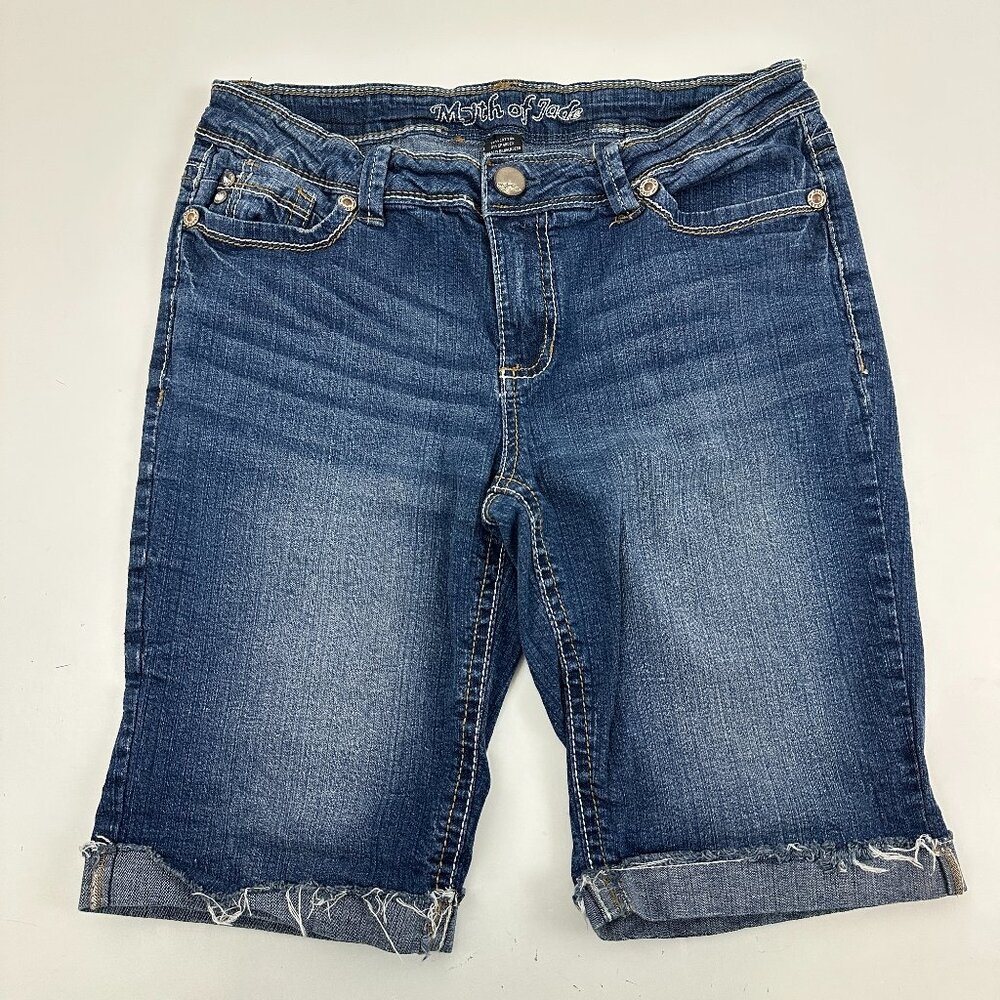 Myth Of Jade Cuffed Bermuda Women's size 10‎ Dark Wash Blue Denim Jean Shorts